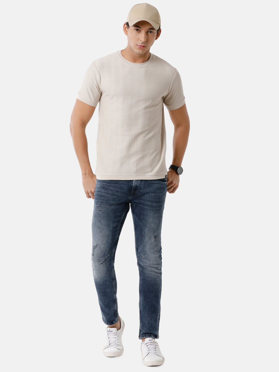 Men Solid Regular Fit Casual T-Shirt