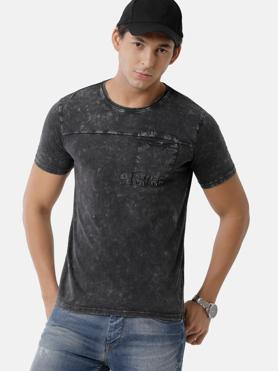 Men Solid Regular Fit Casual T-Shirt