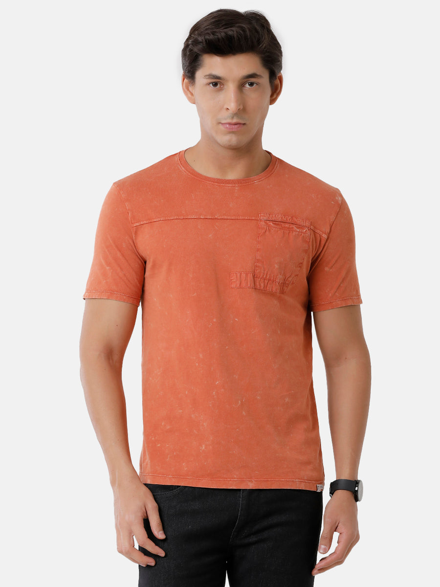 Men Solid Regular Fit Casual T-Shirt