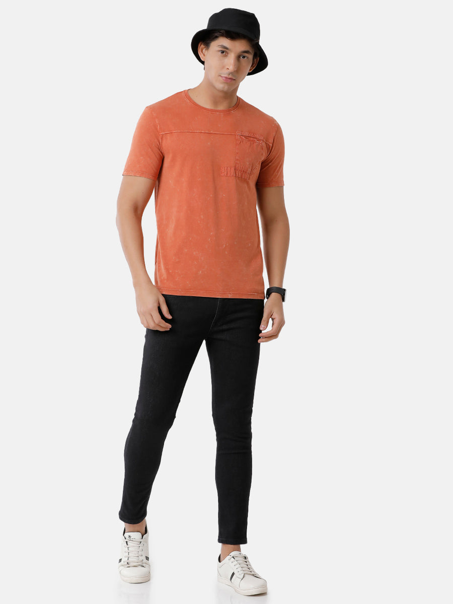 Men Solid Regular Fit Casual T-Shirt