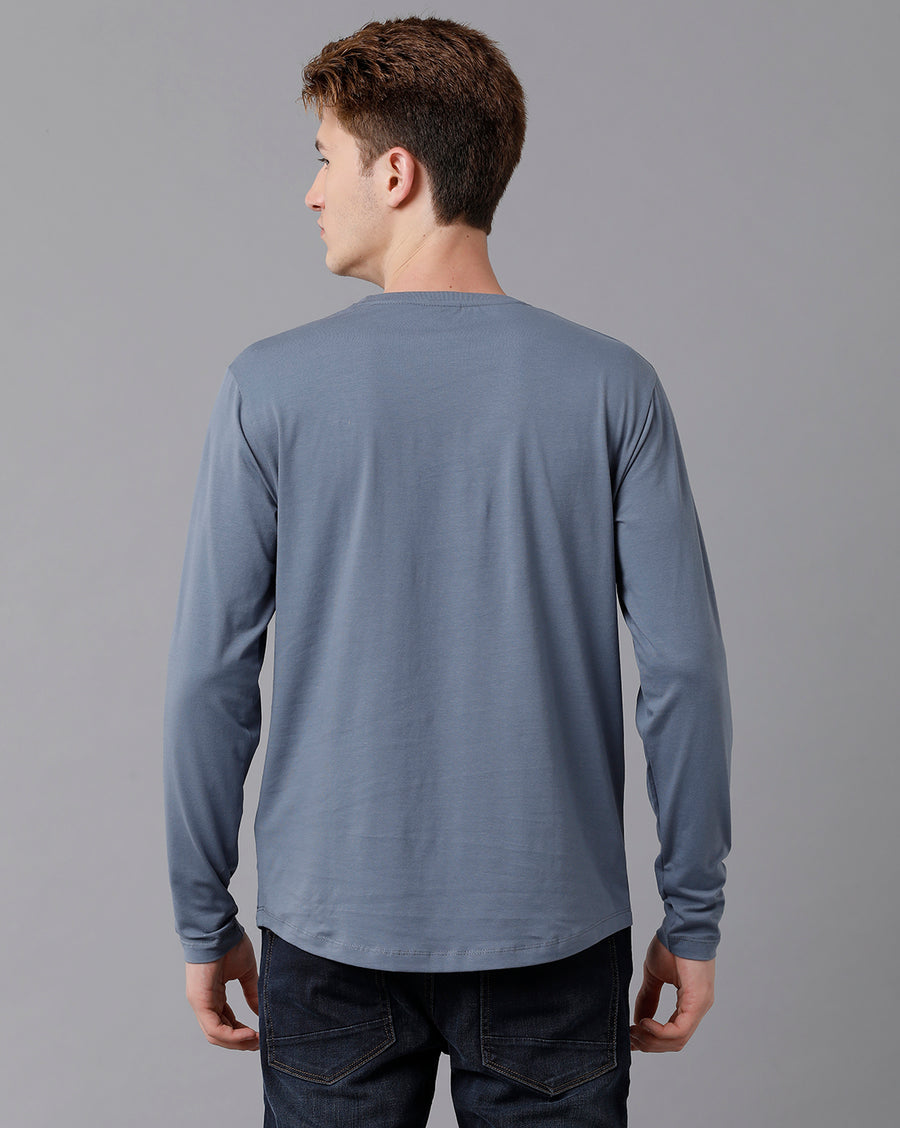 VOI Jeans Men's Dark Grey Full Sleeve Crew Neck T-shirt