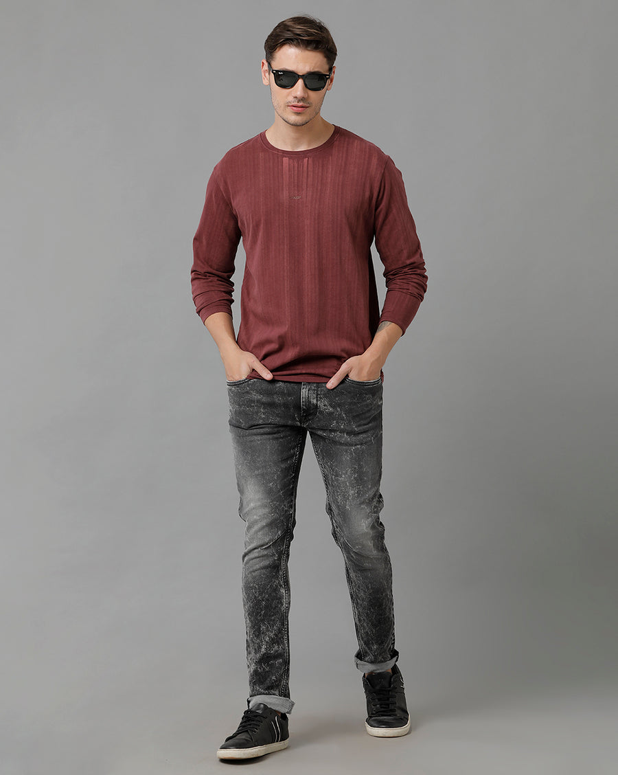 Men Solid Regular Fit Casual T-Shirt