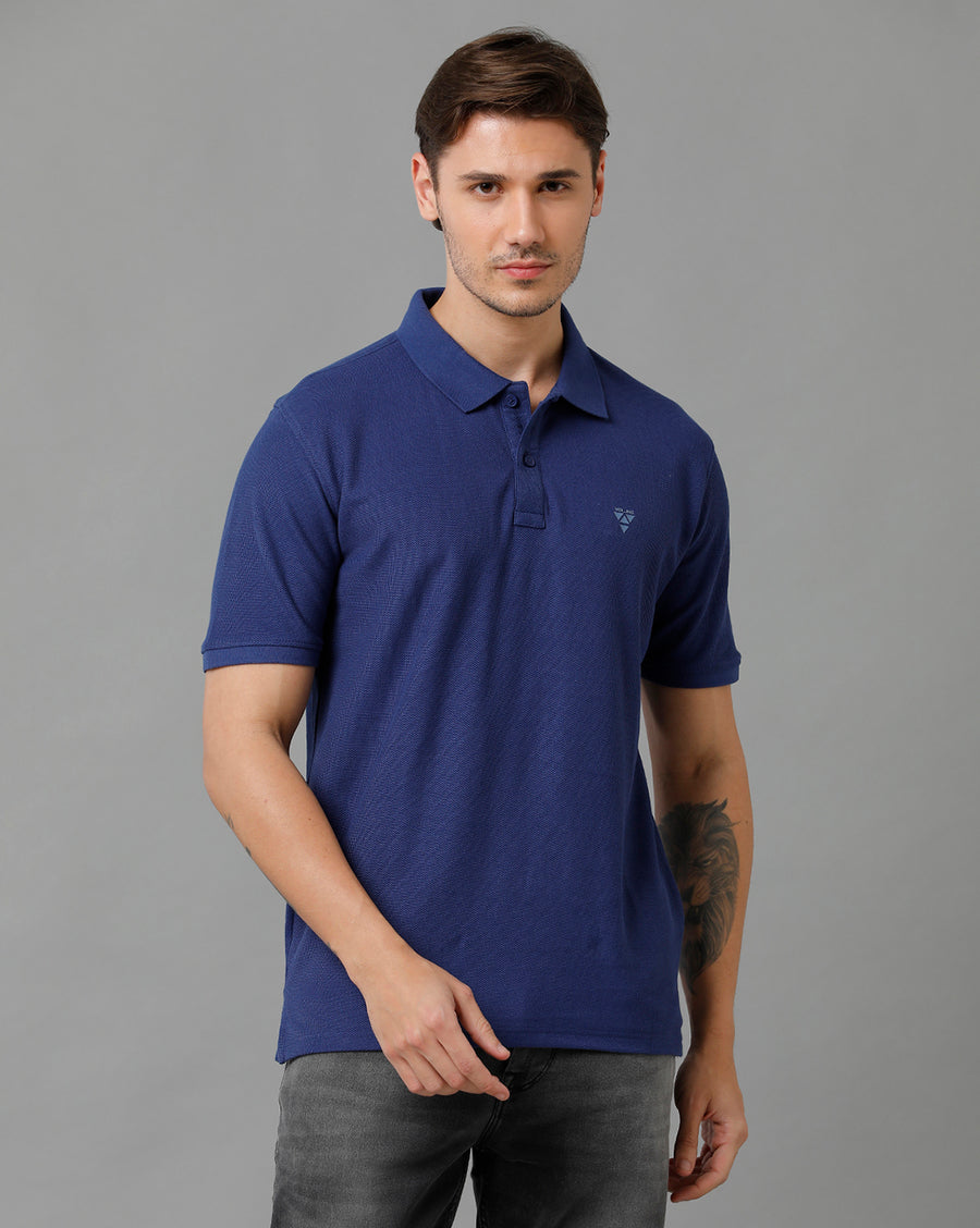 VOTS1742-Navy Polo T-shirt - Voi Jeans Polo T-shirts Online