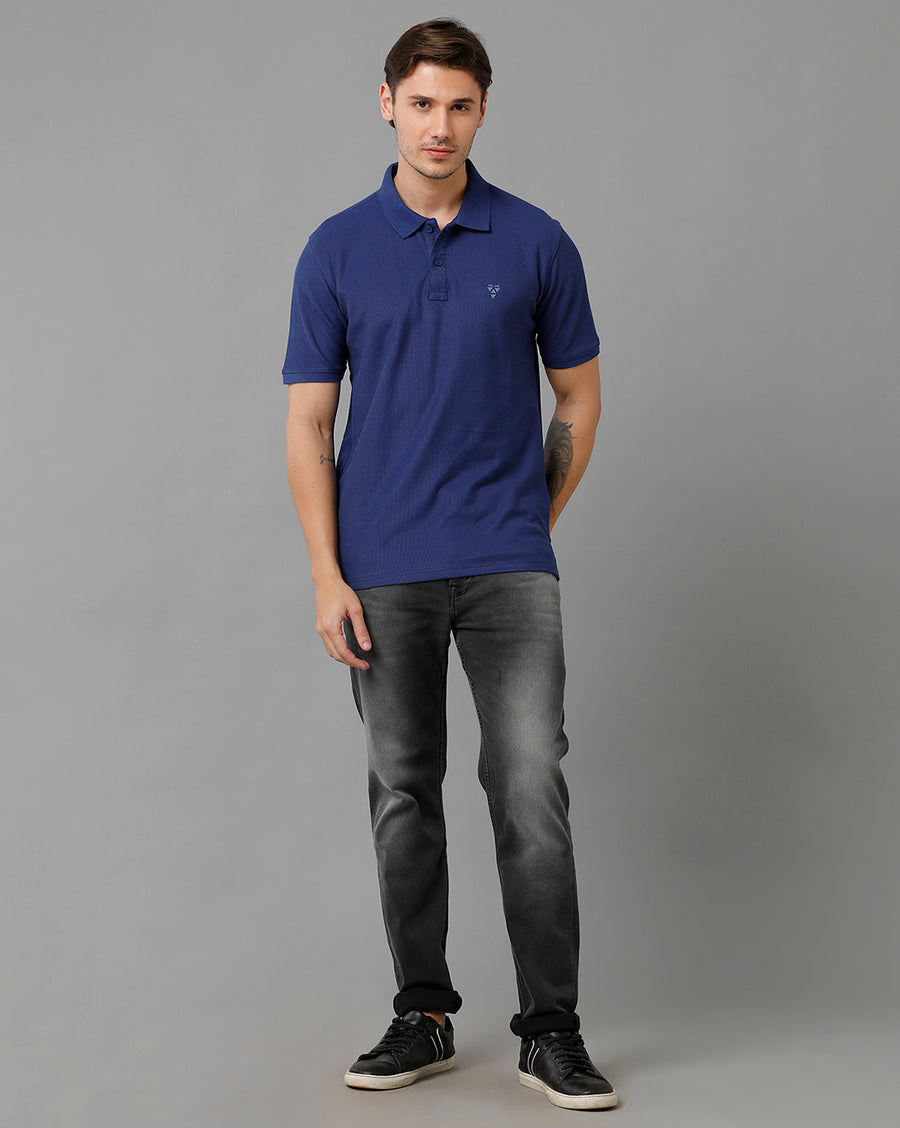 VOTS1742-Navy Polo T-shirt - Voi Jeans Polo T-shirts Online