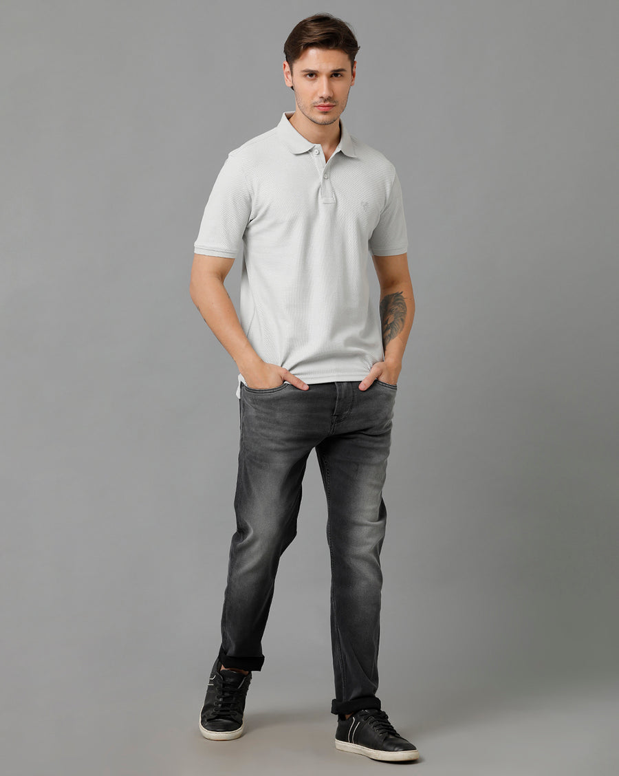 VOTS1743-Grey Polo T-shirt - Voi Jeans Polo T-shirts Online