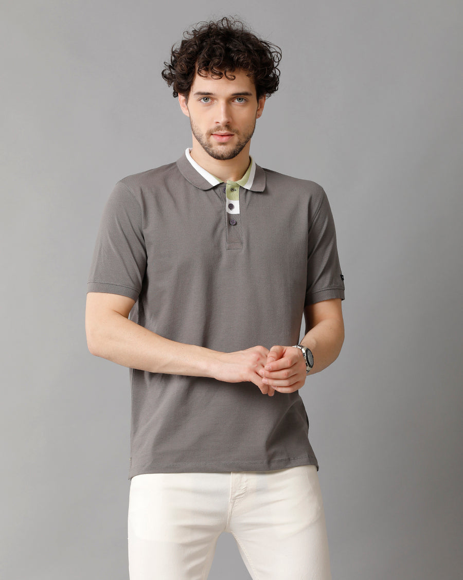 Men Solid Regular Fit Casual T-Shirt