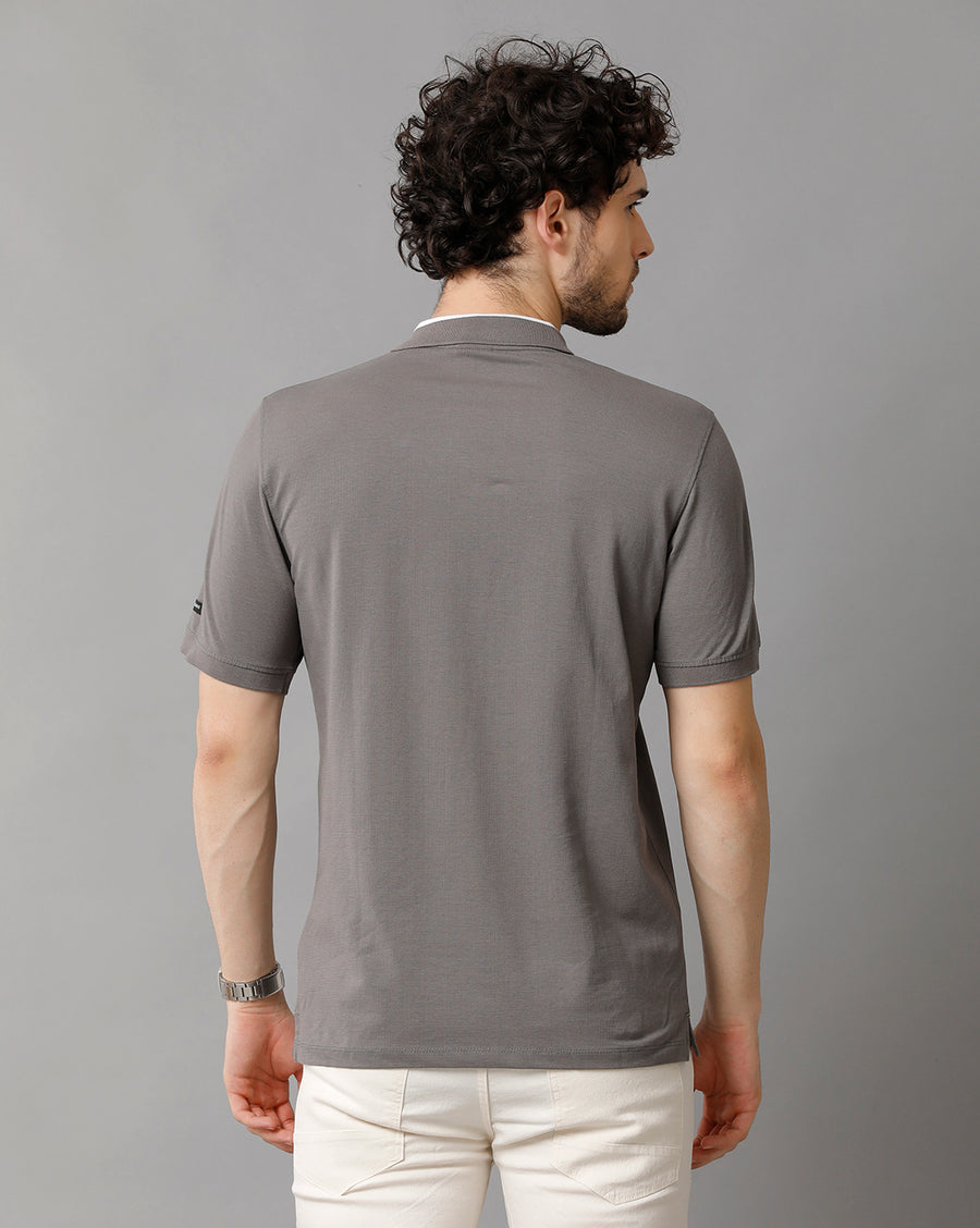 Men Solid Regular Fit Casual T-Shirt