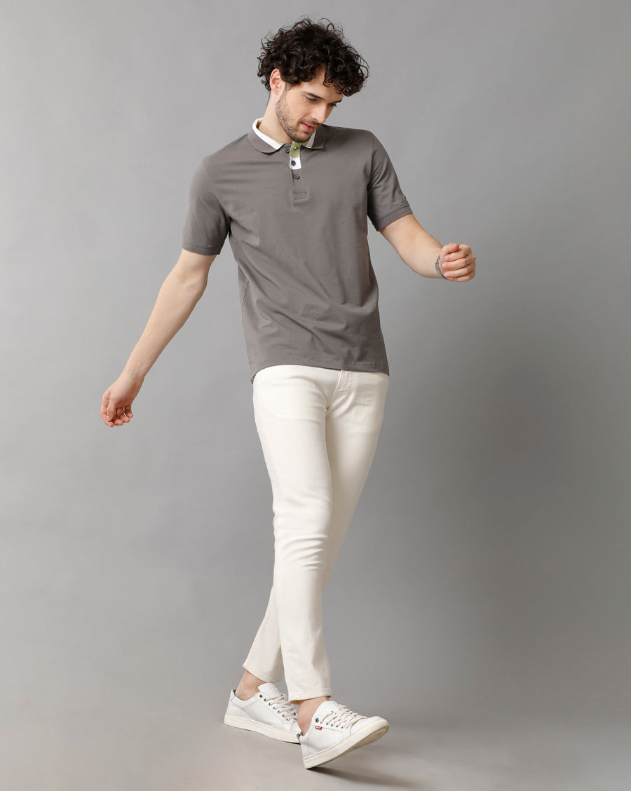 Men Solid Regular Fit Casual T-Shirt