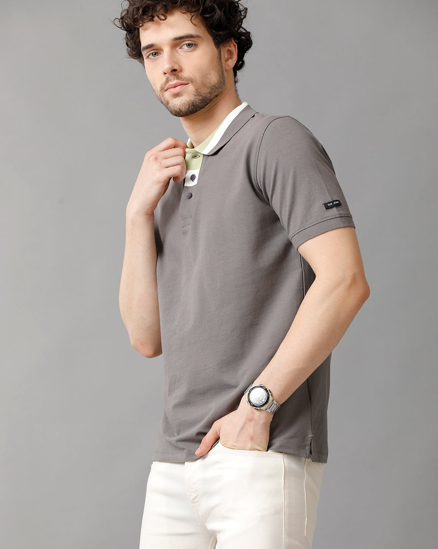 Men Solid Regular Fit Casual T-Shirt