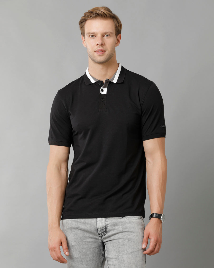 Men Solid Regular Fit Casual T-Shirt