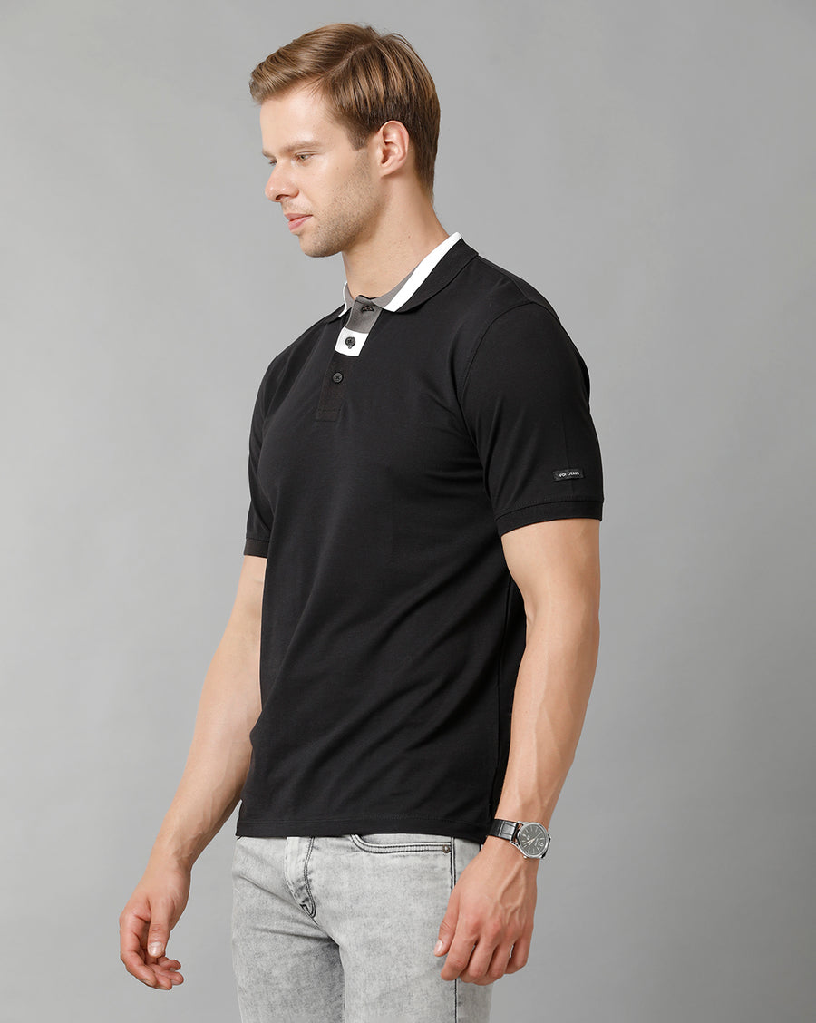 Men Solid Regular Fit Casual T-Shirt