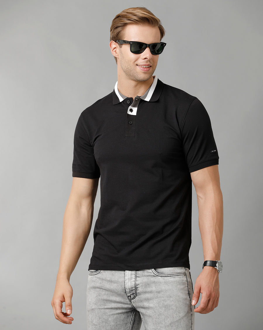 Men Solid Regular Fit Casual T-Shirt