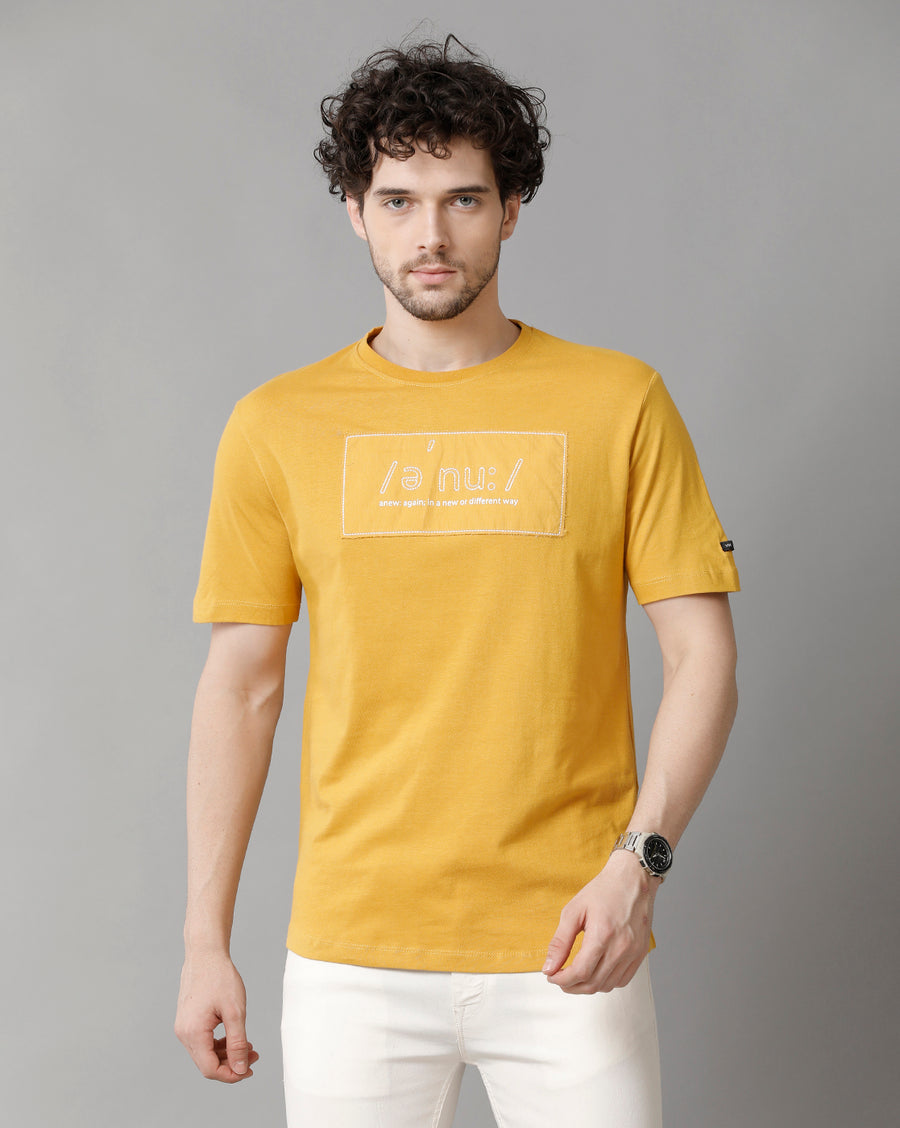 Men Solid Regular Fit Casual T-Shirt
