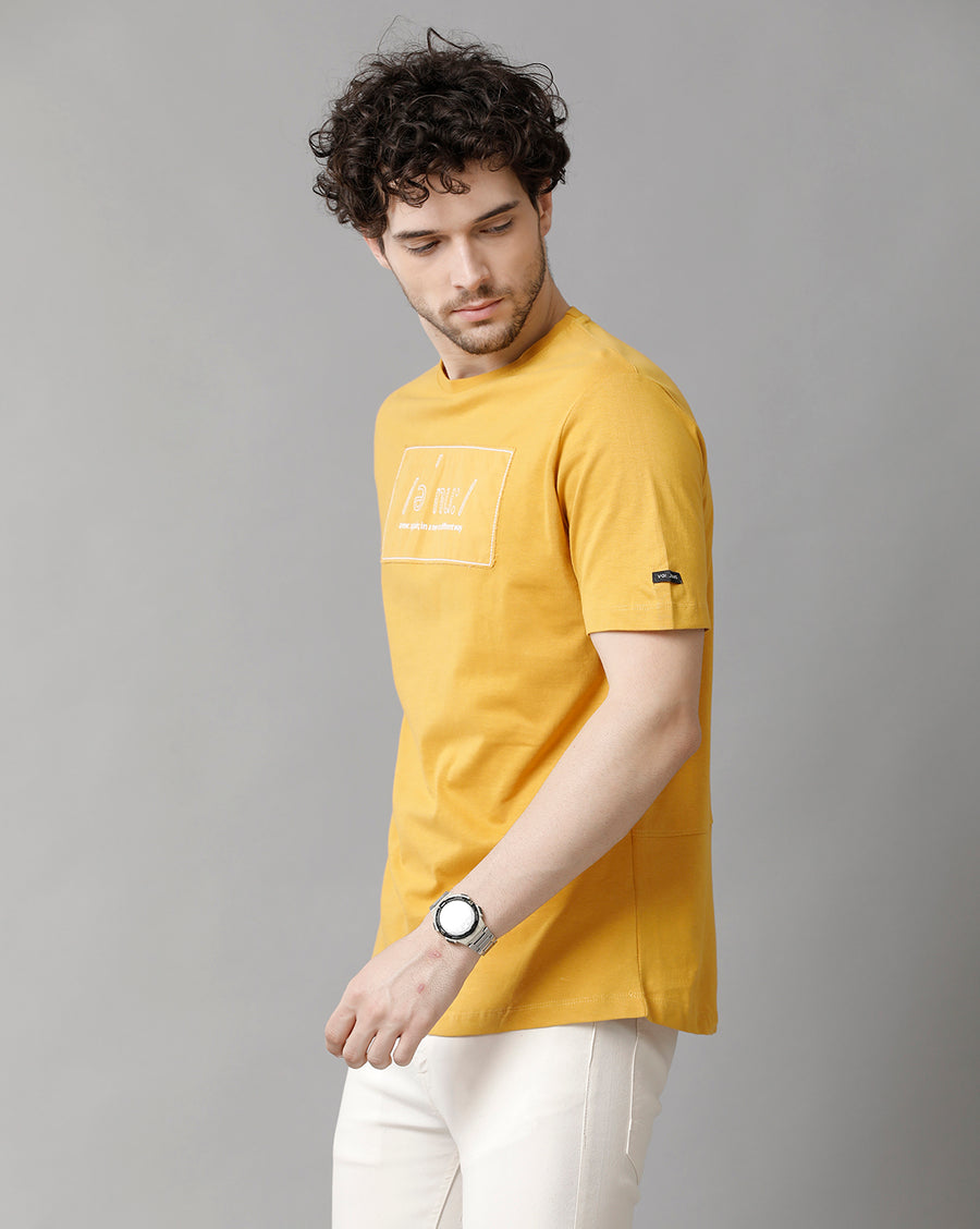 Men Solid Regular Fit Casual T-Shirt