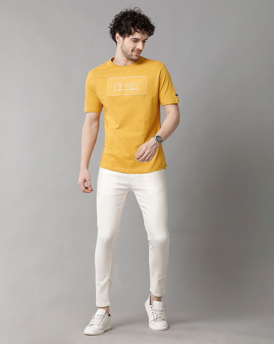 Men Solid Regular Fit Casual T-Shirt