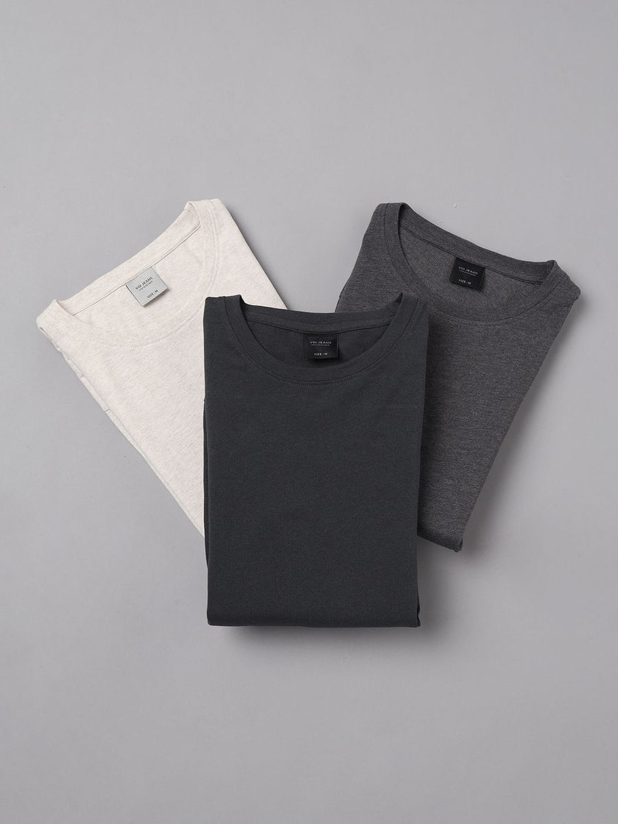 Men Solid Regular Fit Casual T-Shirt -Pack of 3 T-shirts