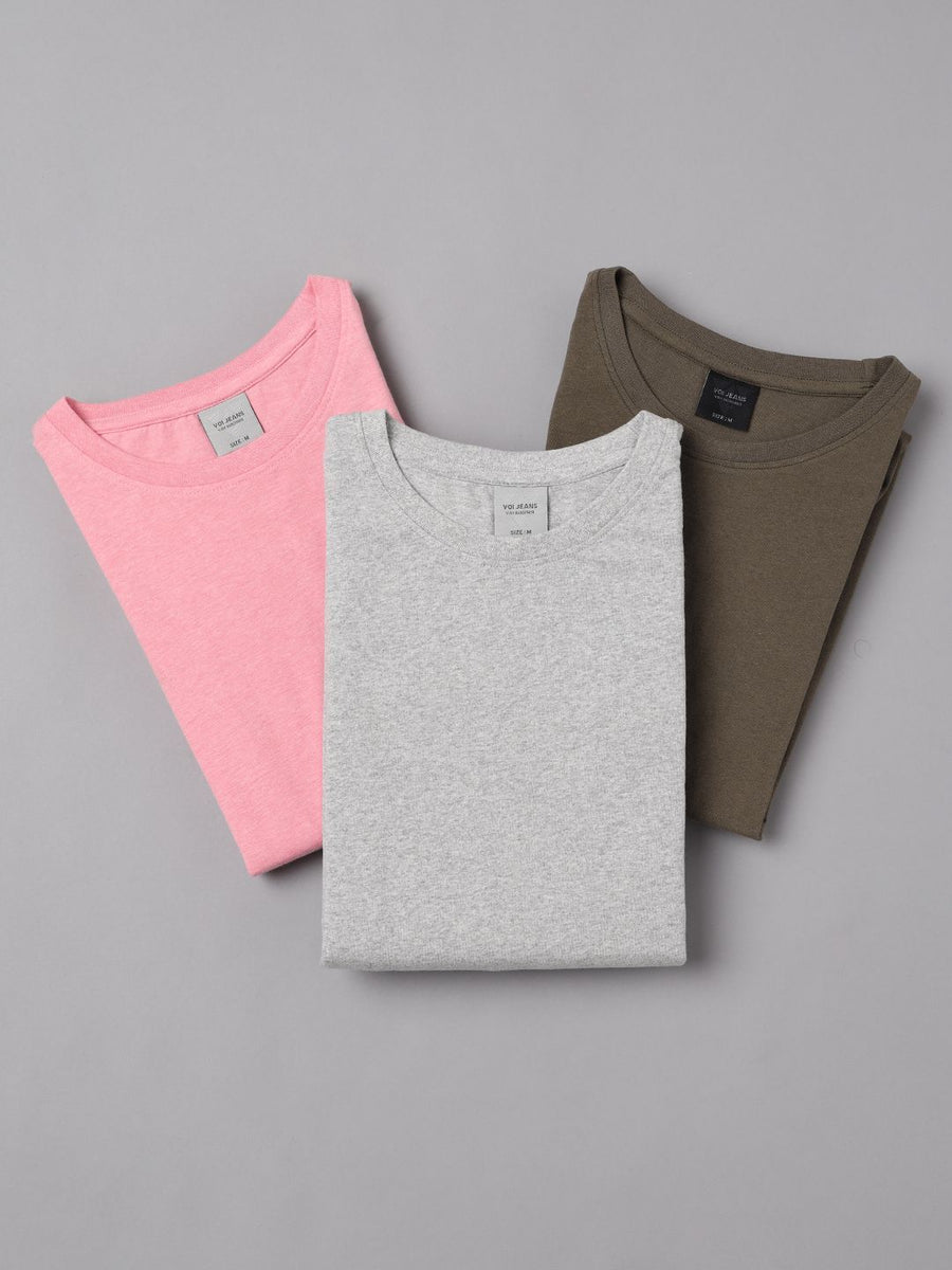 Men Solid Regular Fit Casual T-Shirt