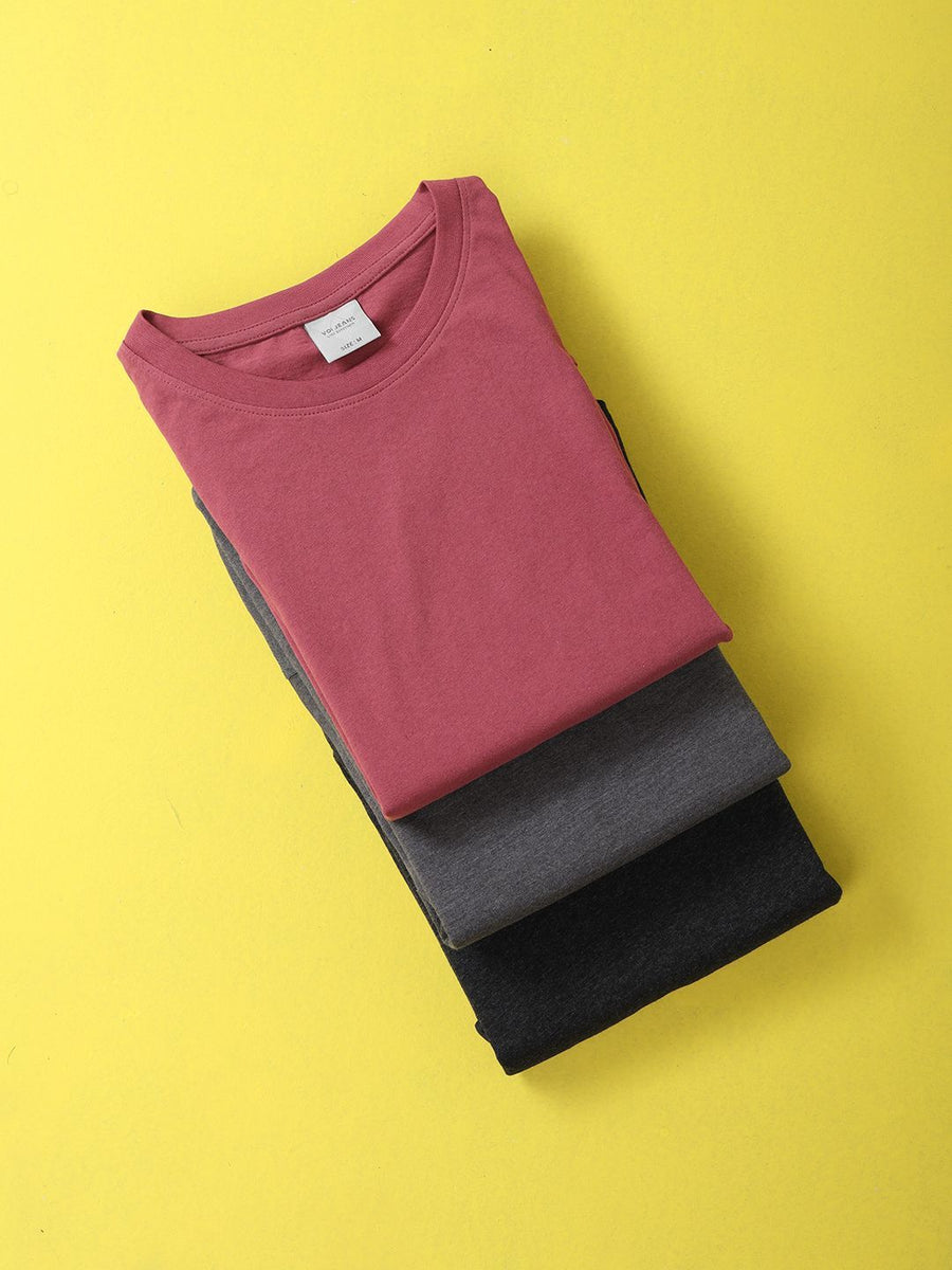 Men Solid Regular Fit Casual T-Shirt