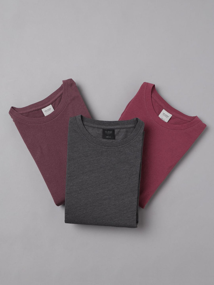 Men Solid Regular Fit Casual T-Shirt - Pack of 3 T-shirts